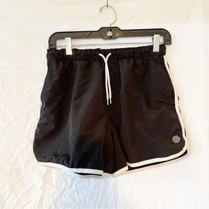 Empyre Drawstring Black and White Athletic Nylon Gym Shorts with Mesh size S